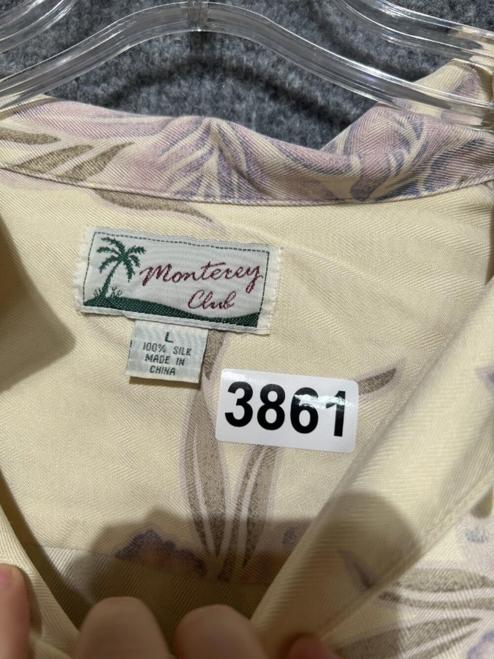 Monterey Club Shirt Mens Large White Silk Hawaiian Floral Short Sleeve Button Up - Picture 9 of 9